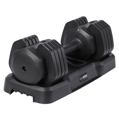 HolaHatha 5-in-1 Adjustable 15-55lb Dumbbell Home Gym Workout Equipment, Single - VMInnovations