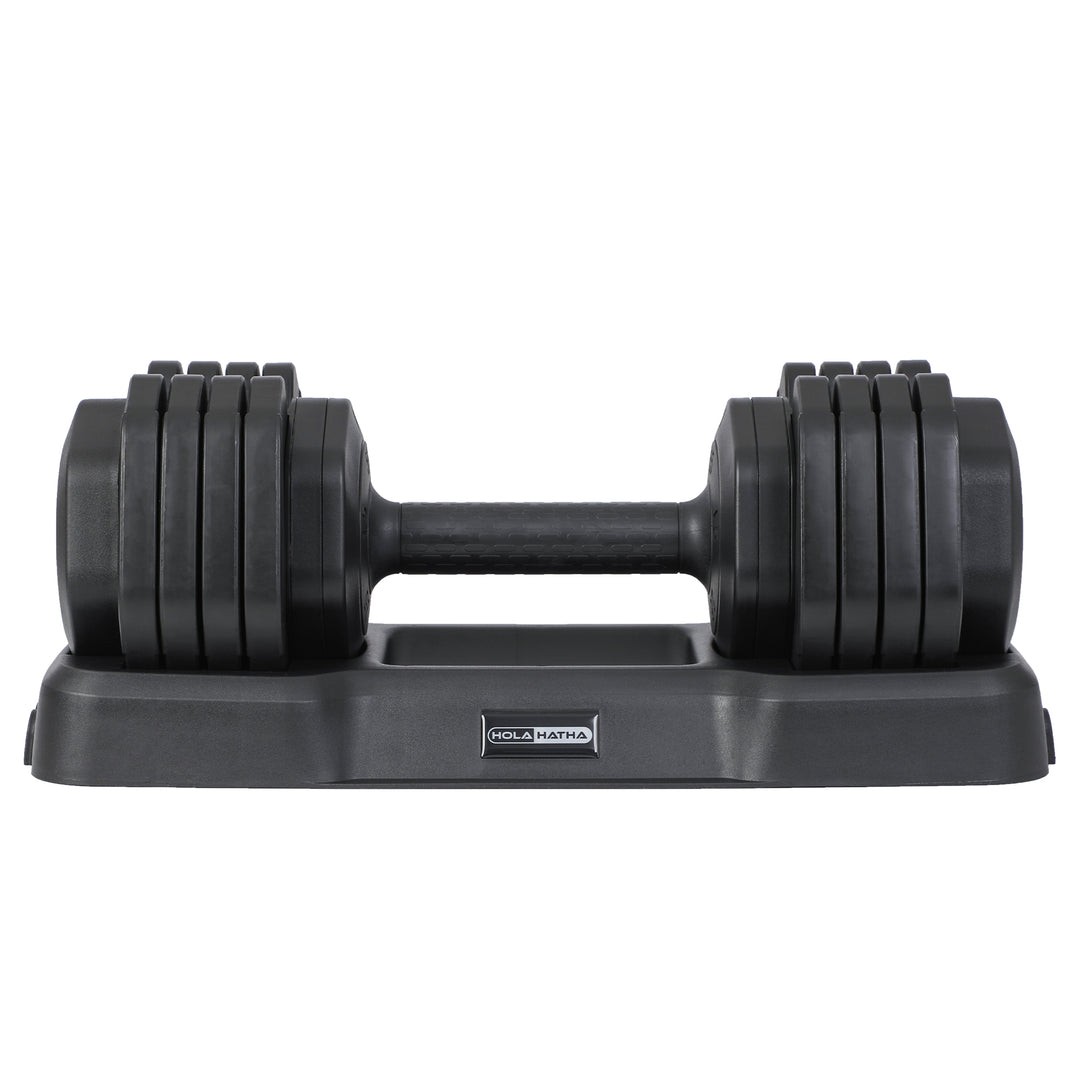 HolaHatha 5-in-1 Adjustable 15-55lb Dumbbell Home Gym Workout Equipment, Single