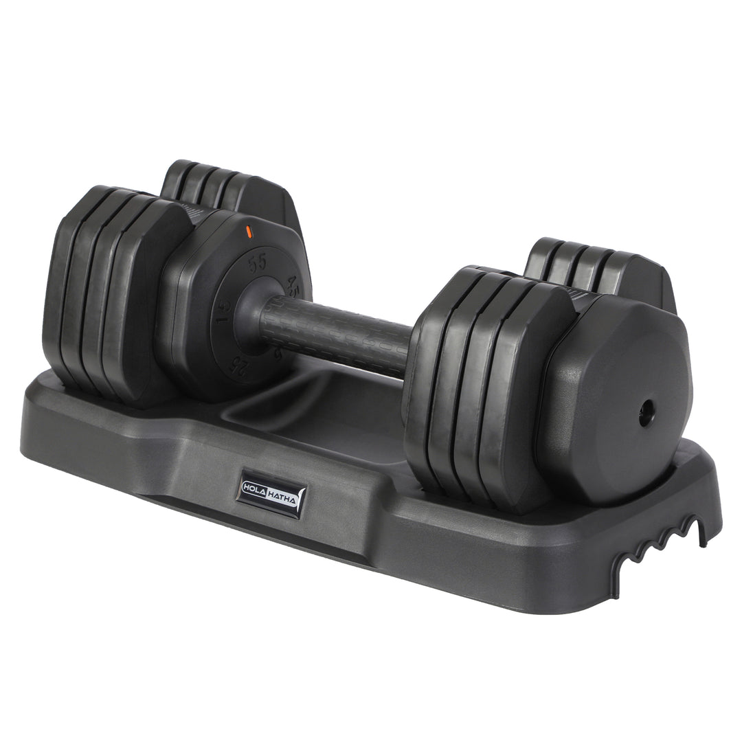 HolaHatha 5-in-1 Adjustable 15-55lb Dumbbell Workout Equipment, Single(Open Box) - VMInnovations