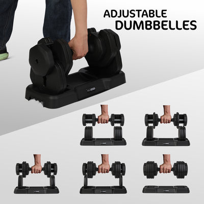 HolaHatha 5-in-1 Adjustable 15-55lb Dumbbell Home Gym Workout Equipment, Single - VMInnovations