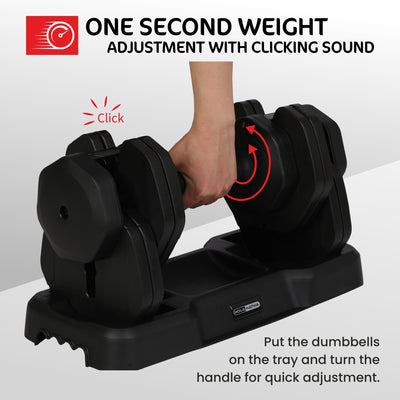 HolaHatha 5-in-1 Adjustable 15-55lb Dumbbell Home Gym Workout Equipment, Single - VMInnovations