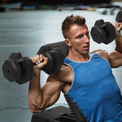 HolaHatha 5-in-1 Adjustable 15-55lb Dumbbell Workout Equipment, Single(Open Box) - VMInnovations