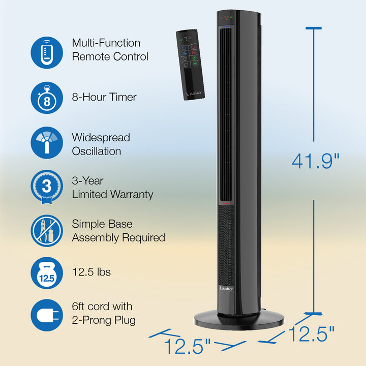 Lasko 1500W Oscillating Tower Fan & Space Heater w/Timer & Remote (Open Box) - VMInnovations
