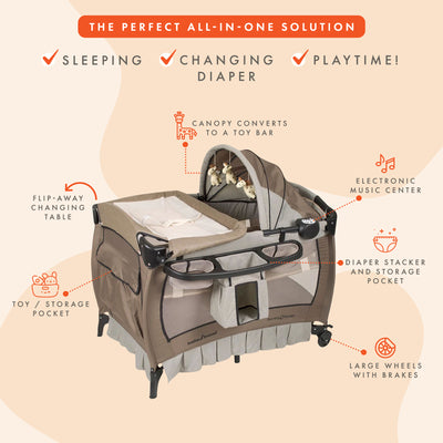 Baby Trend Deluxe Home Nursery Center with Music and Full Bassinet, Havenwood - VMInnovations