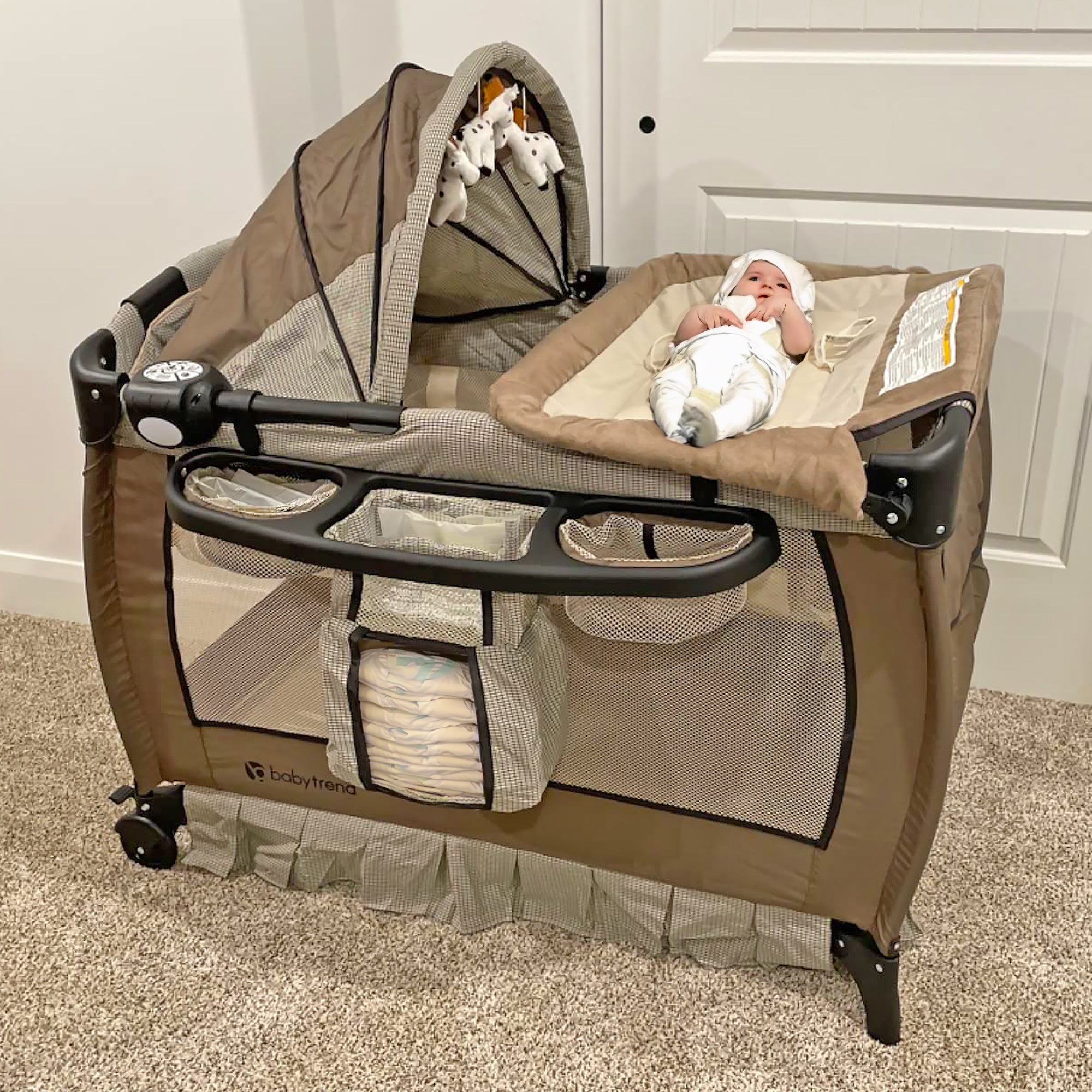 Baby Trend Deluxe Home Nursery Center with Music and Full Bassinet, Havenwood - VMInnovations