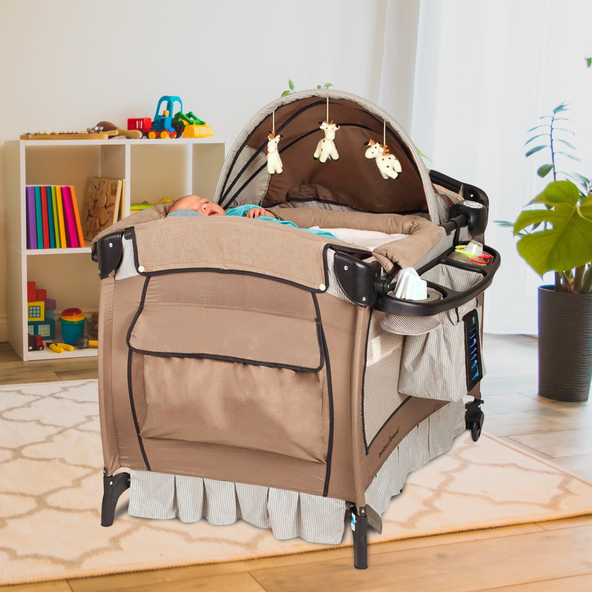 Baby Trend Deluxe Home Nursery Center with Music and Full Bassinet, Havenwood - VMInnovations