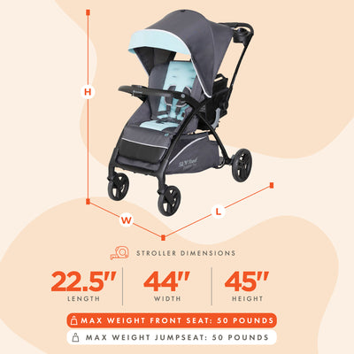 Sit N’ Stand Lightweight 5-in-1 Shopper Plus Stroller, Blue Mist (Used) - VMInnovations
