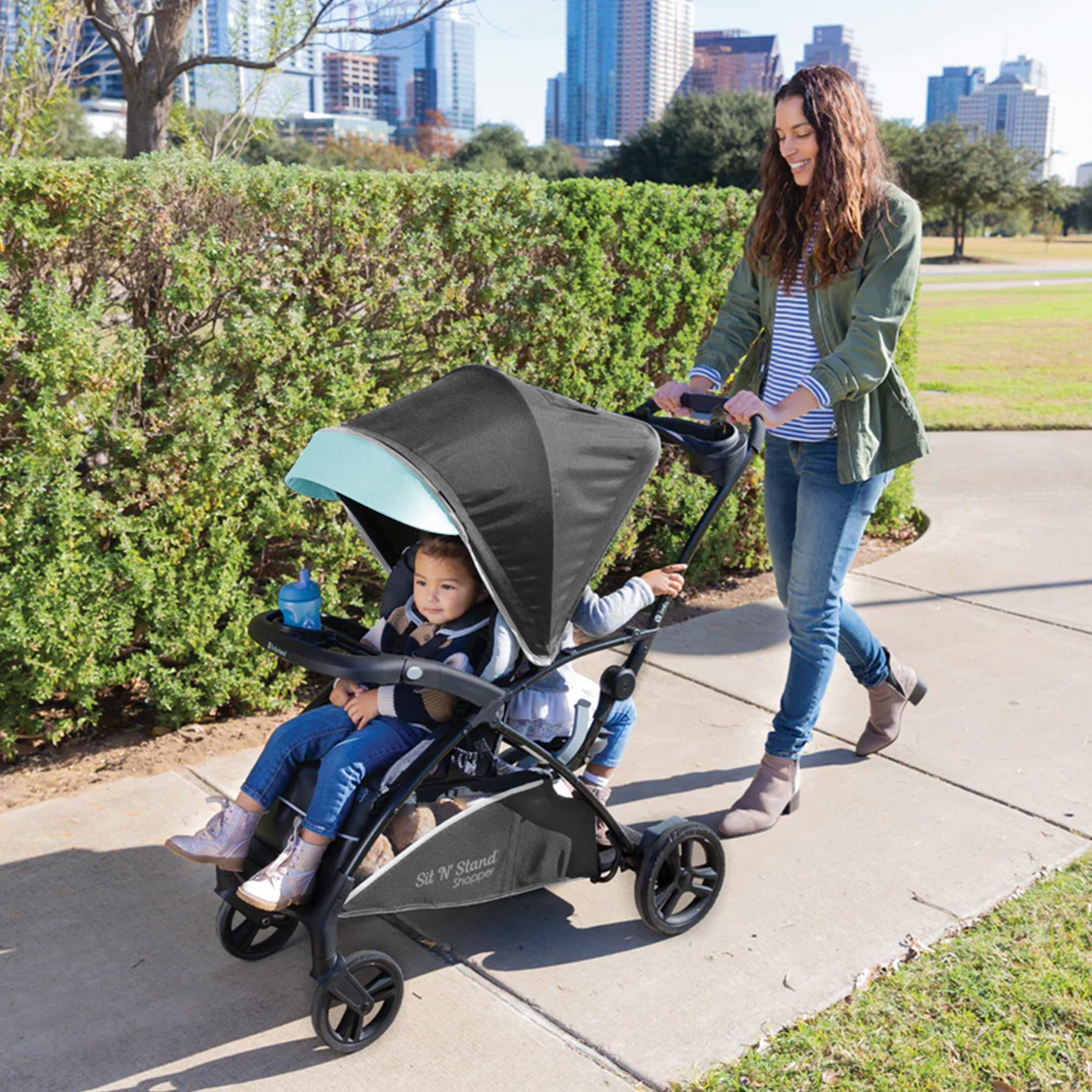 Baby Trend Sit N’ Stand Lightweight 5-in-1 Shopper Plus Stroller, Blue Mist - VMInnovations