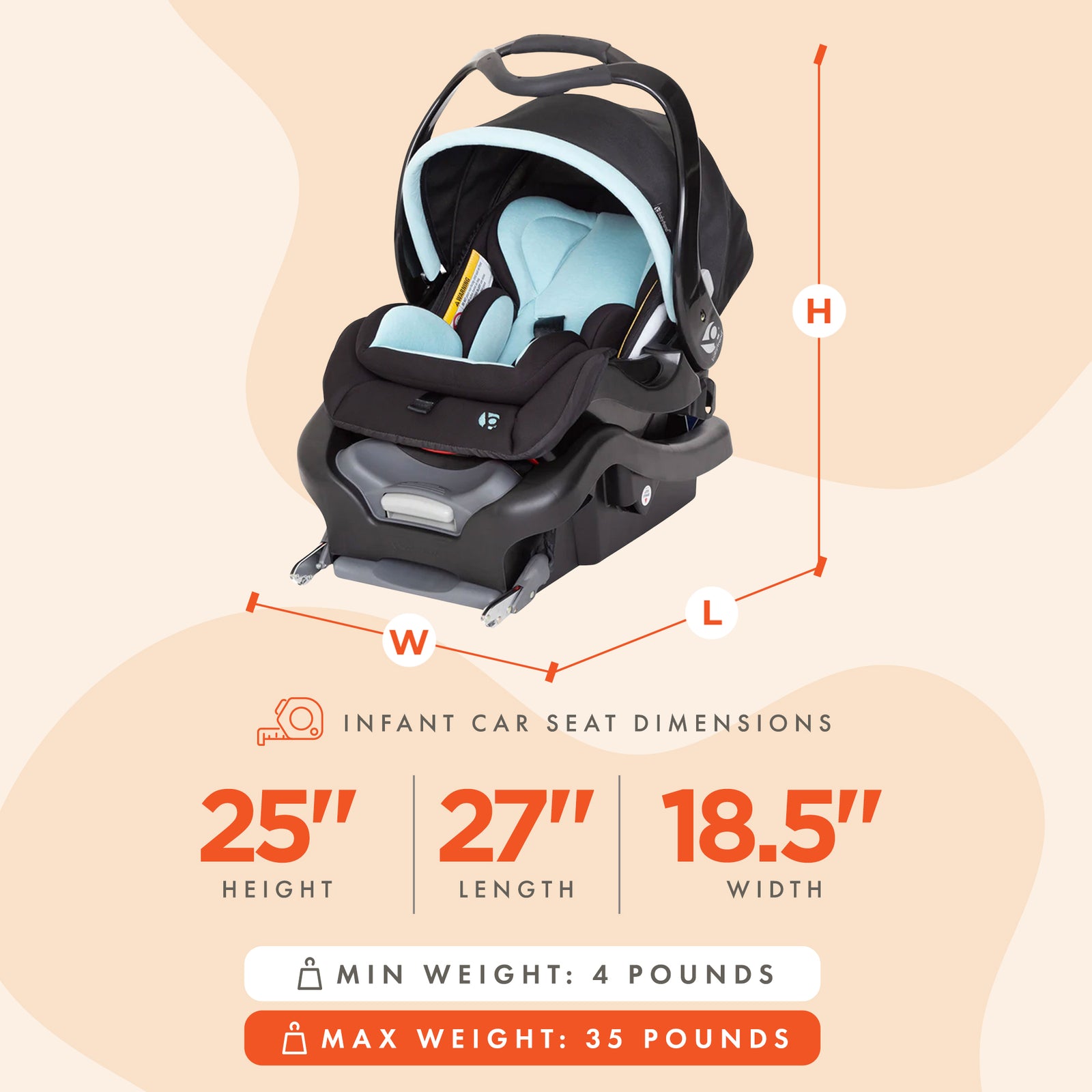 Baby Trend Secure Snap Gear 35 Infant Car Seat with 3 Panel Canopy, Purest Blue - VMInnovations