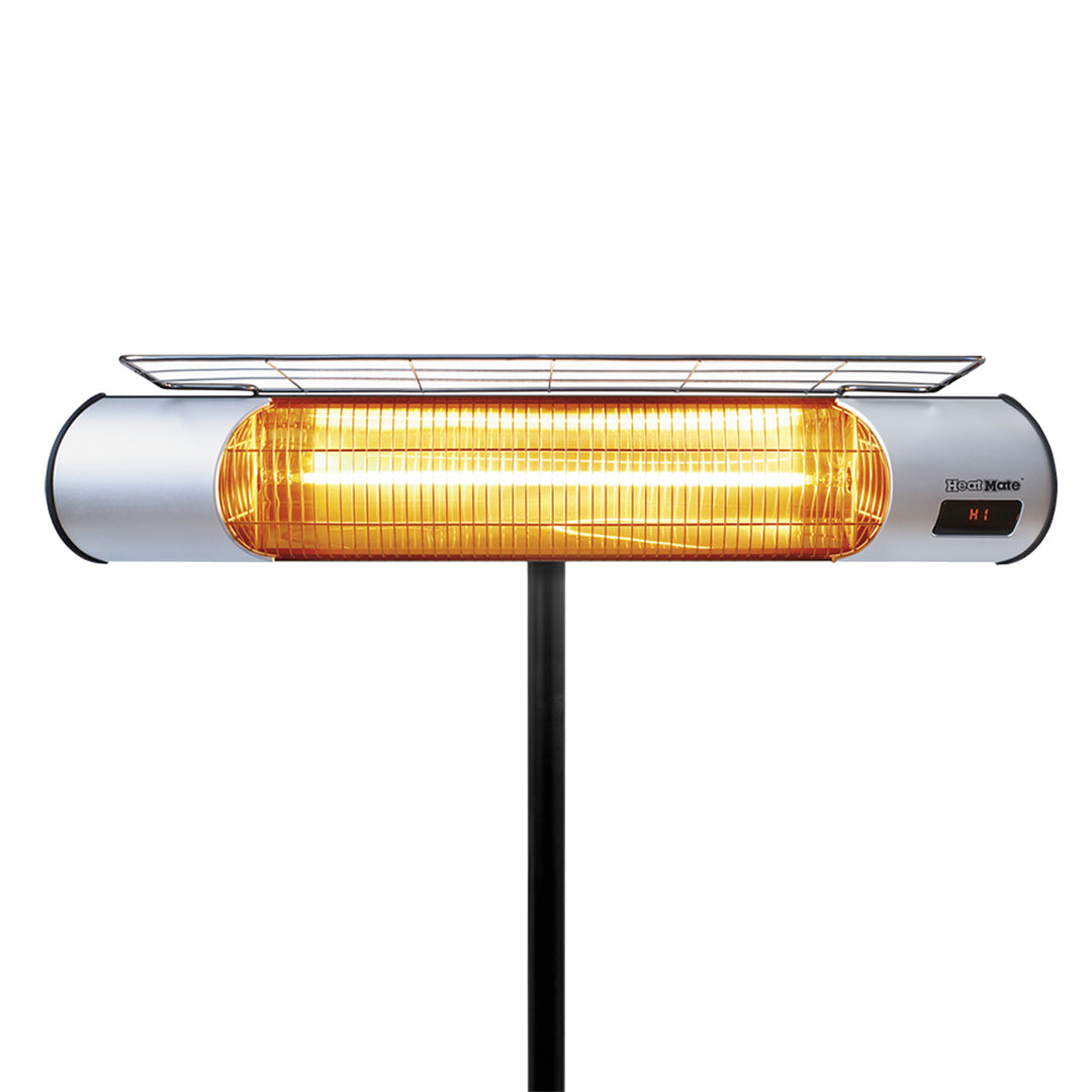 Sengoku Weatherproof Graphite Patio Heater w/Stand & Remote, Silver (Used) - VMInnovations