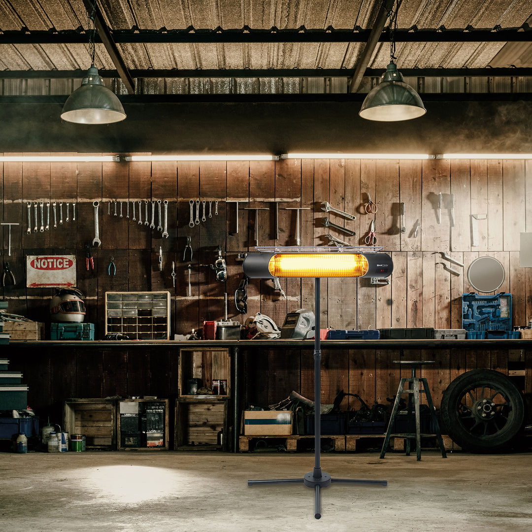 Sengoku HeatMate Weatherproof Graphite Patio Heater w/ Stand & Remote,(Open Box)