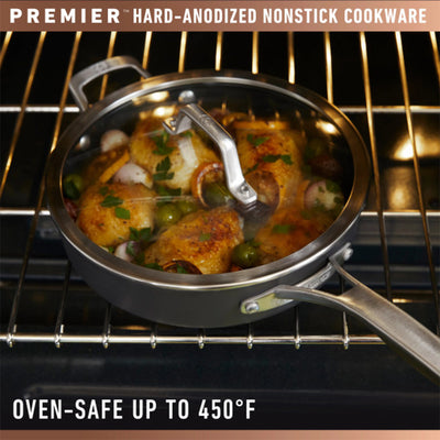 Calphalon Premier 3.5 Quart Hard-Anodized Nonstick MineralShield Sauce Pan w/Lid - VMInnovations