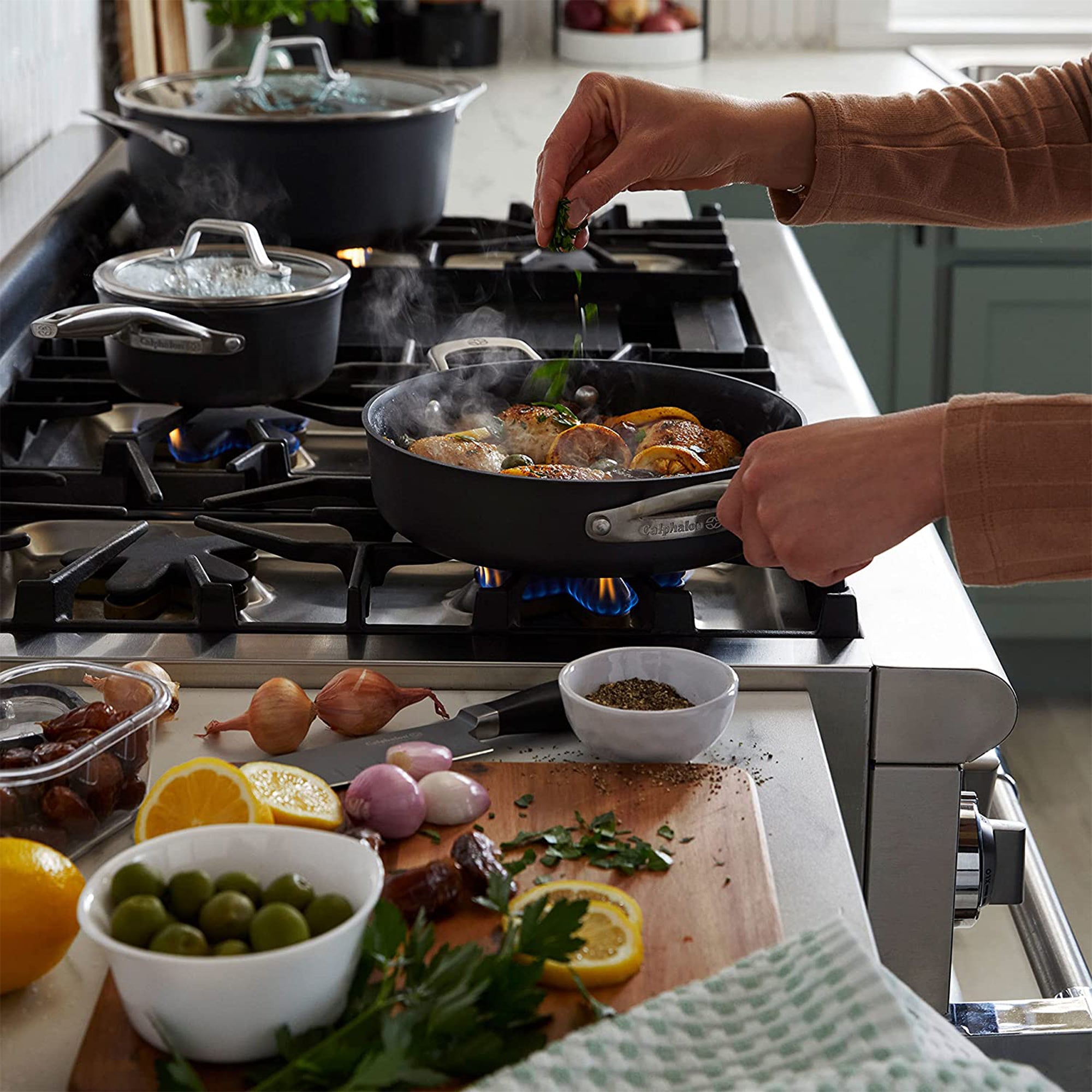 Calphalon Premier 3.5 Quart Hard-Anodized Nonstick MineralShield Sauce Pan w/Lid - VMInnovations