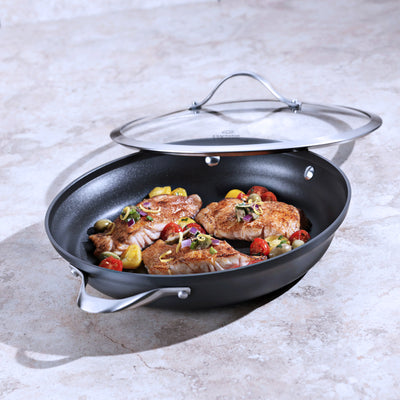 Calphalon Premier Space Saving 12 Inch Hard Anodized Nonstick Everyday Pan w/Lid