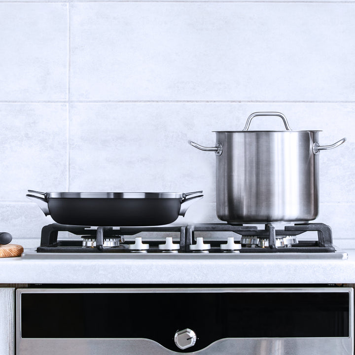 Calphalon Premier Space Saving 12 Inch Hard Anodized Nonstick Everyday Pan w/Lid - VMInnovations