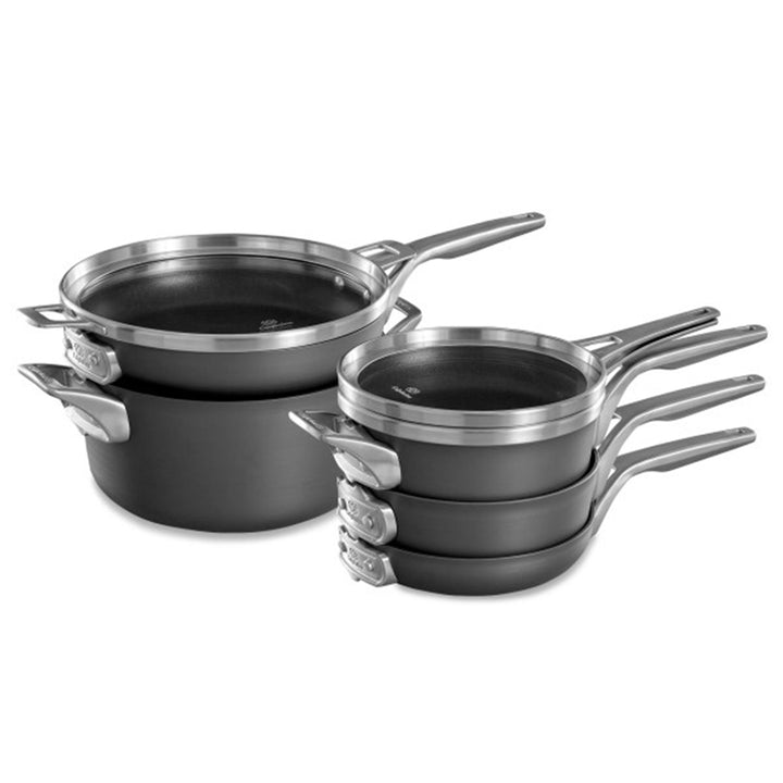 Calphalon Space Saving 8pc Nonstick MineralShield Pot & Pans Set (Open Box) - VMInnovations