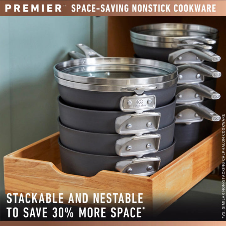 Calphalon Space Saving 8pc Nonstick MineralShield Pot & Pans Set (Open Box) - VMInnovations