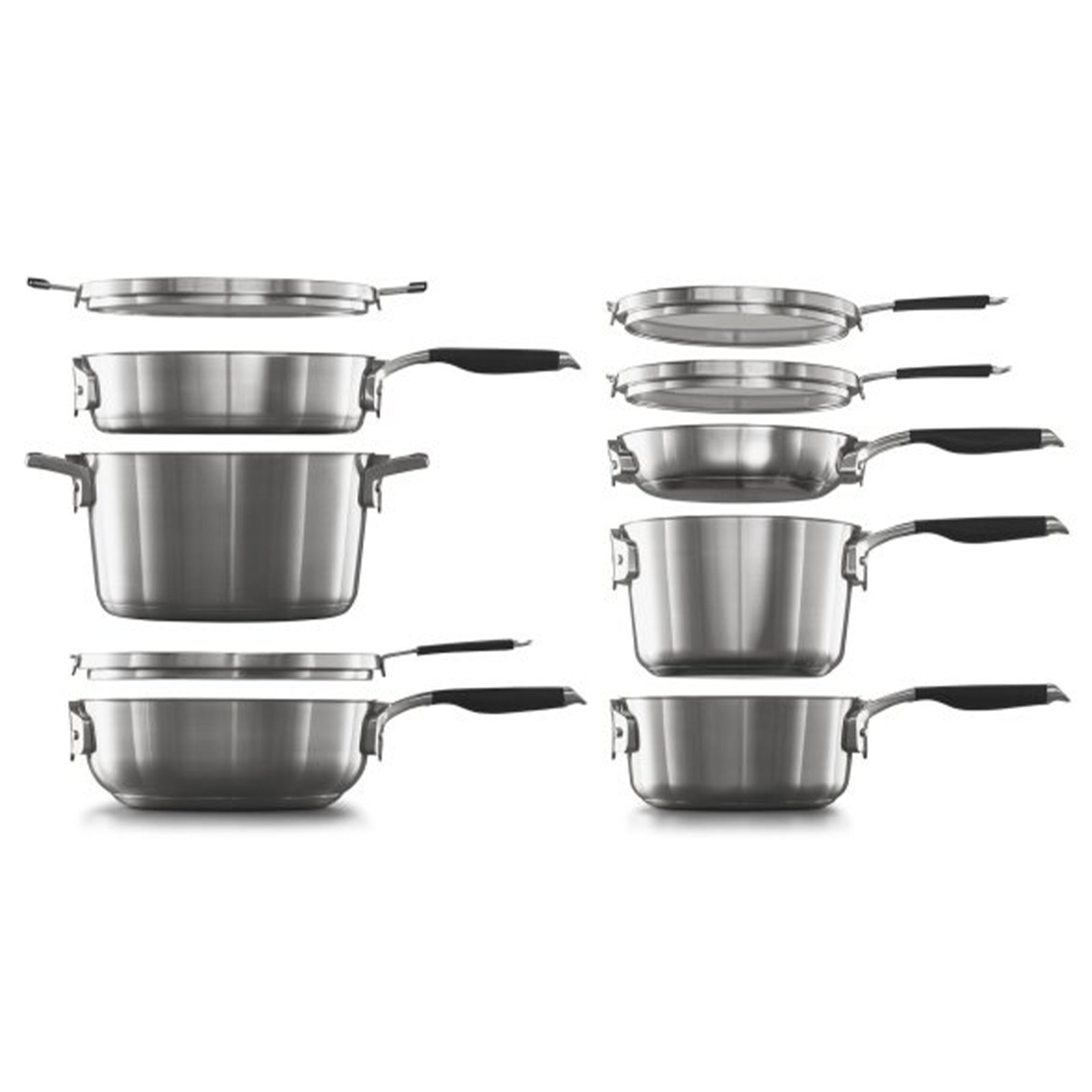 Calphalon Select 10pc Space Saving Dishwasher Safe Stainless Steel Cookware Set - VMInnovations