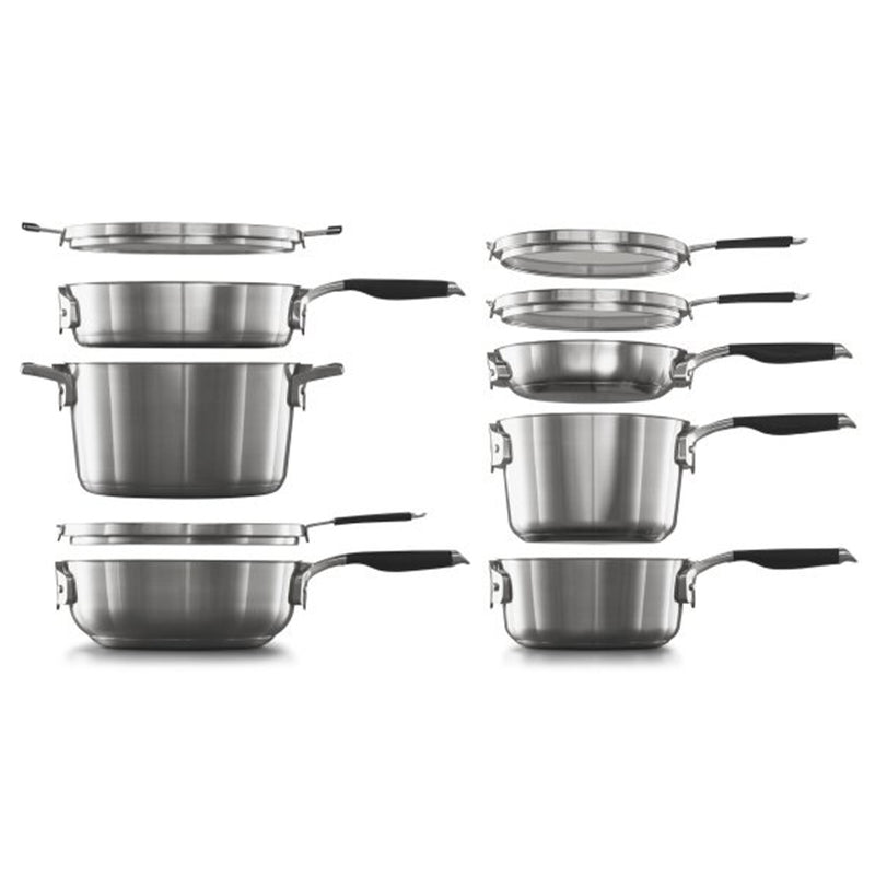 Calphalon Select 10pc Space Saving Dishwasher Safe Stainless Steel Cookware Set