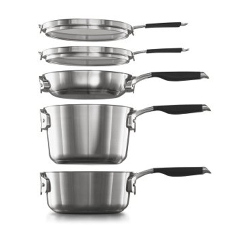 Calphalon Select 10pc Space Saving Dishwasher Safe Stainless Steel Cookware Set