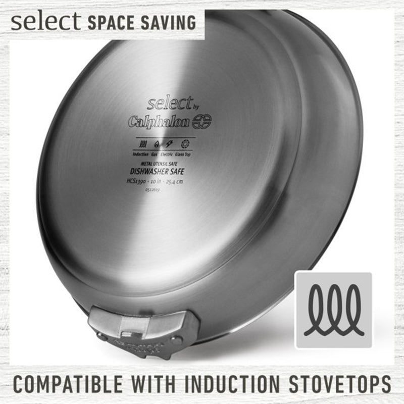 Calphalon Select 10pc Space Saving Dishwasher Safe Stainless Steel Cookware Set