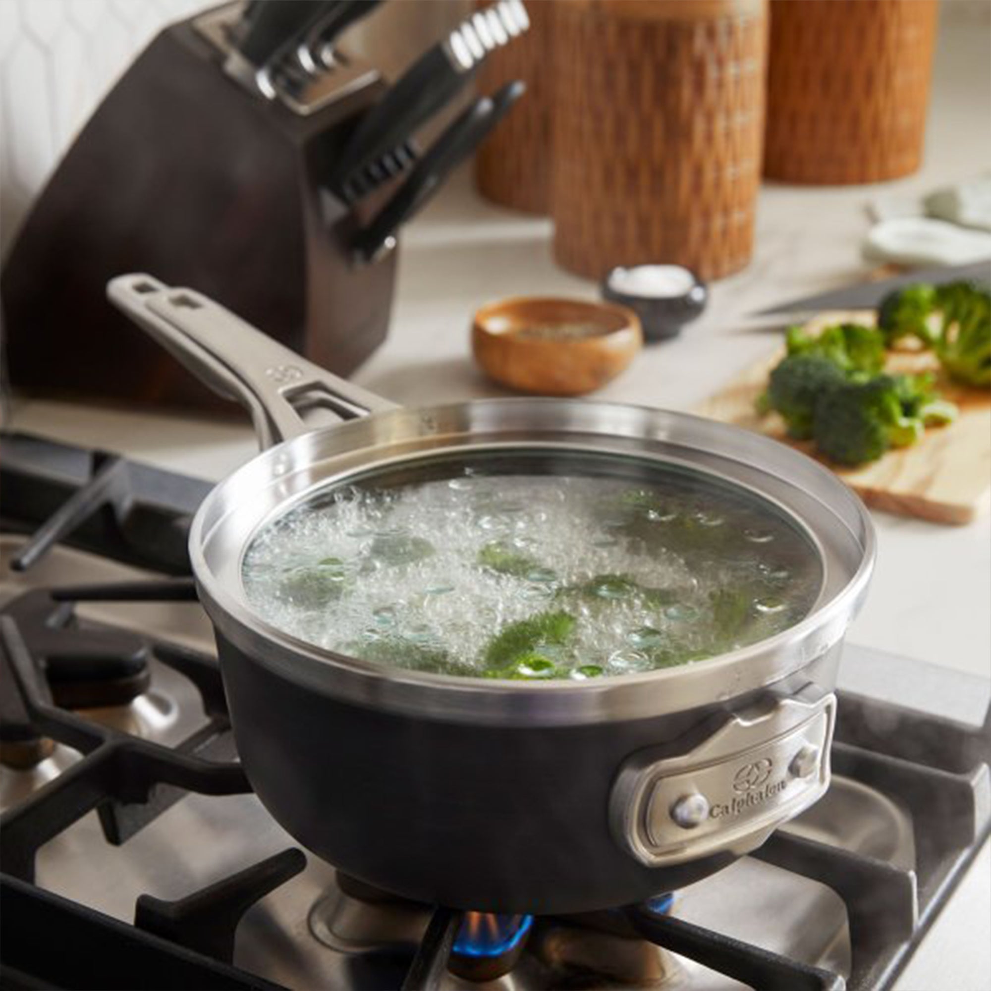Premier Space Saving 1.5 Quart Hard Anodized Nonstick Saucepan w/Lid (Open Box) - VMInnovations