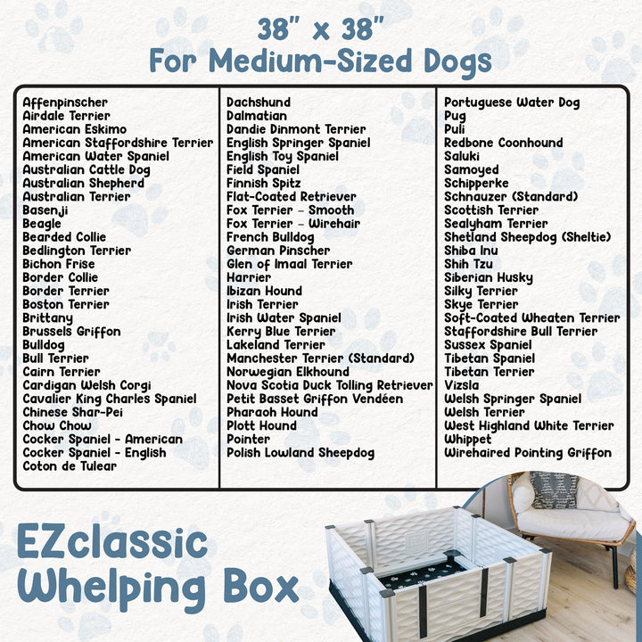 EZwhelp EZclassic 38"x38" Puppy Whelping Box w/Rails & Liner, Black (Open Box) - VMInnovations