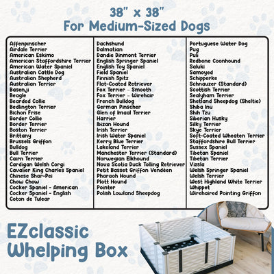 EZclassic 38" x 38" Puppy Dog Whelping Box Playpen w/Rails & Liner, Gray (Used)