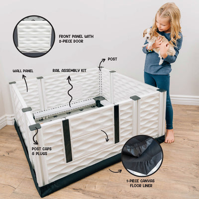 EZwhelp EZclassic 38"x38" Puppy Whelping Box w/Rails & Liner, Black (Open Box) - VMInnovations
