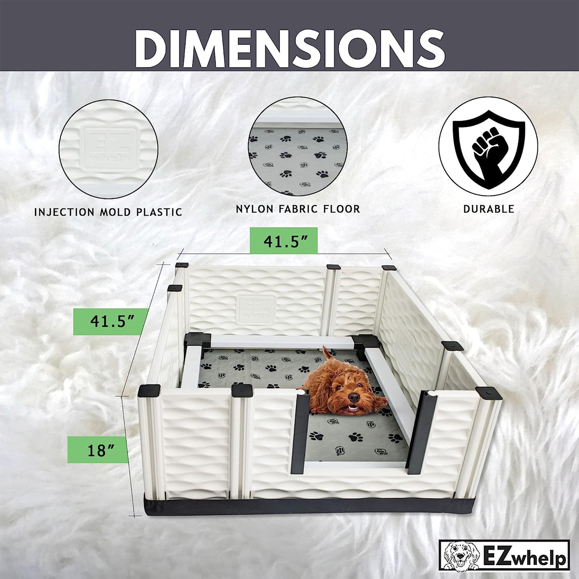 EZclassic 38"x38" Puppy Dog Whelping Box Playpen w/Rails & Liner, Gray(Open Box) - VMInnovations