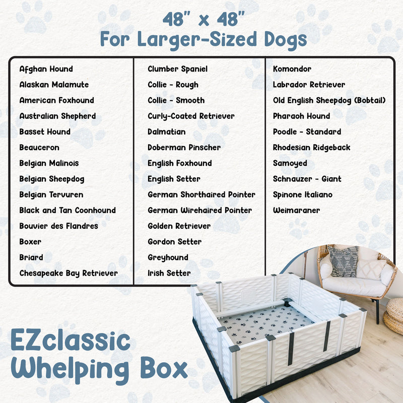 EZwhelp EZclassic 48"x48" Puppy Dog Whelping Box w/Rails & Liner, Gray(Open Box)