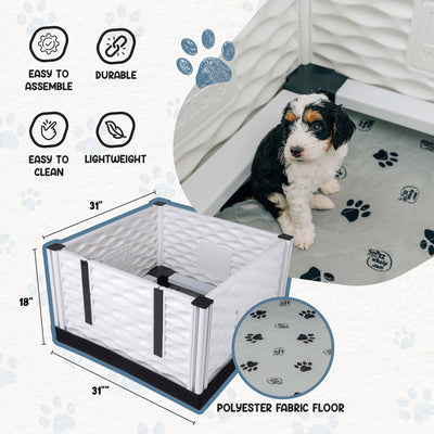 EZclassic 28" x 28" Puppy Dog Whelping Box Playpen w/Rails & Liner, Gray (Used) - VMInnovations