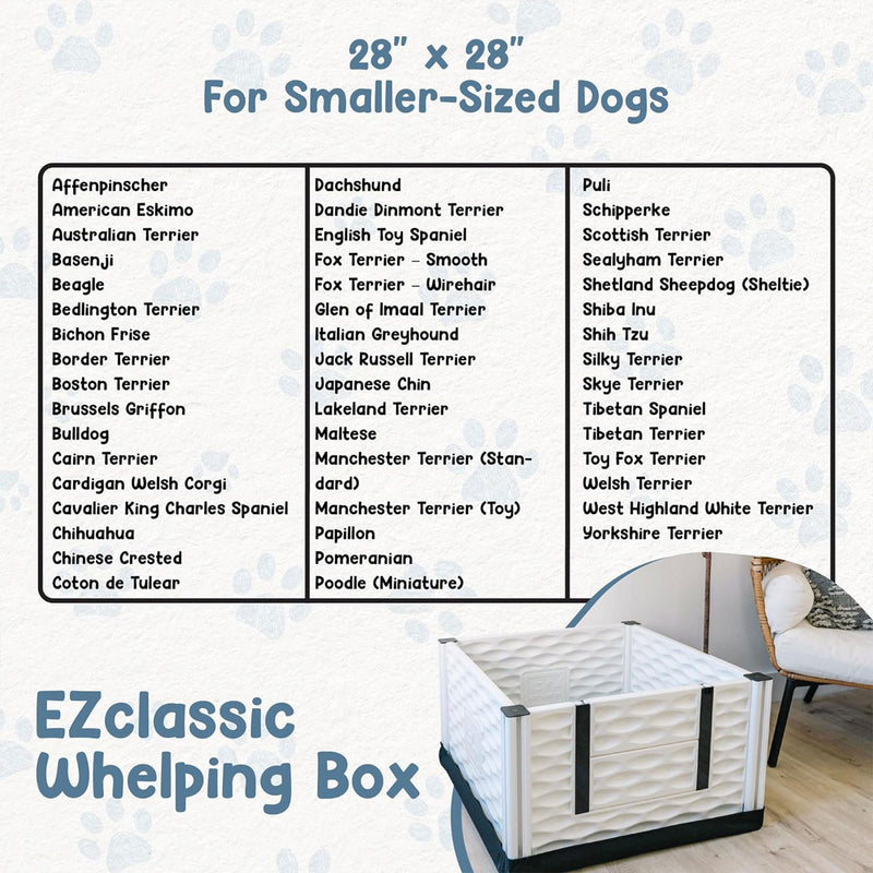 EZwhelp EZclassic 28"x28" Puppy Whelping Box w/Rails & Liner, Black(Open Box)