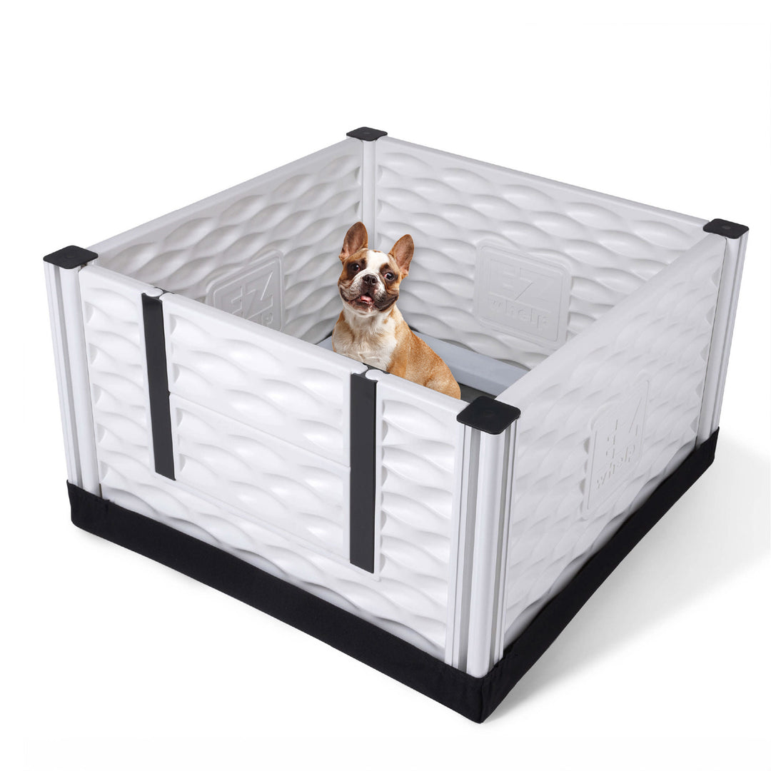 EZwhelp EZclassic 28" x 28" Puppy Dog Whelping Box Playpen w/Rails & Liner, Gray