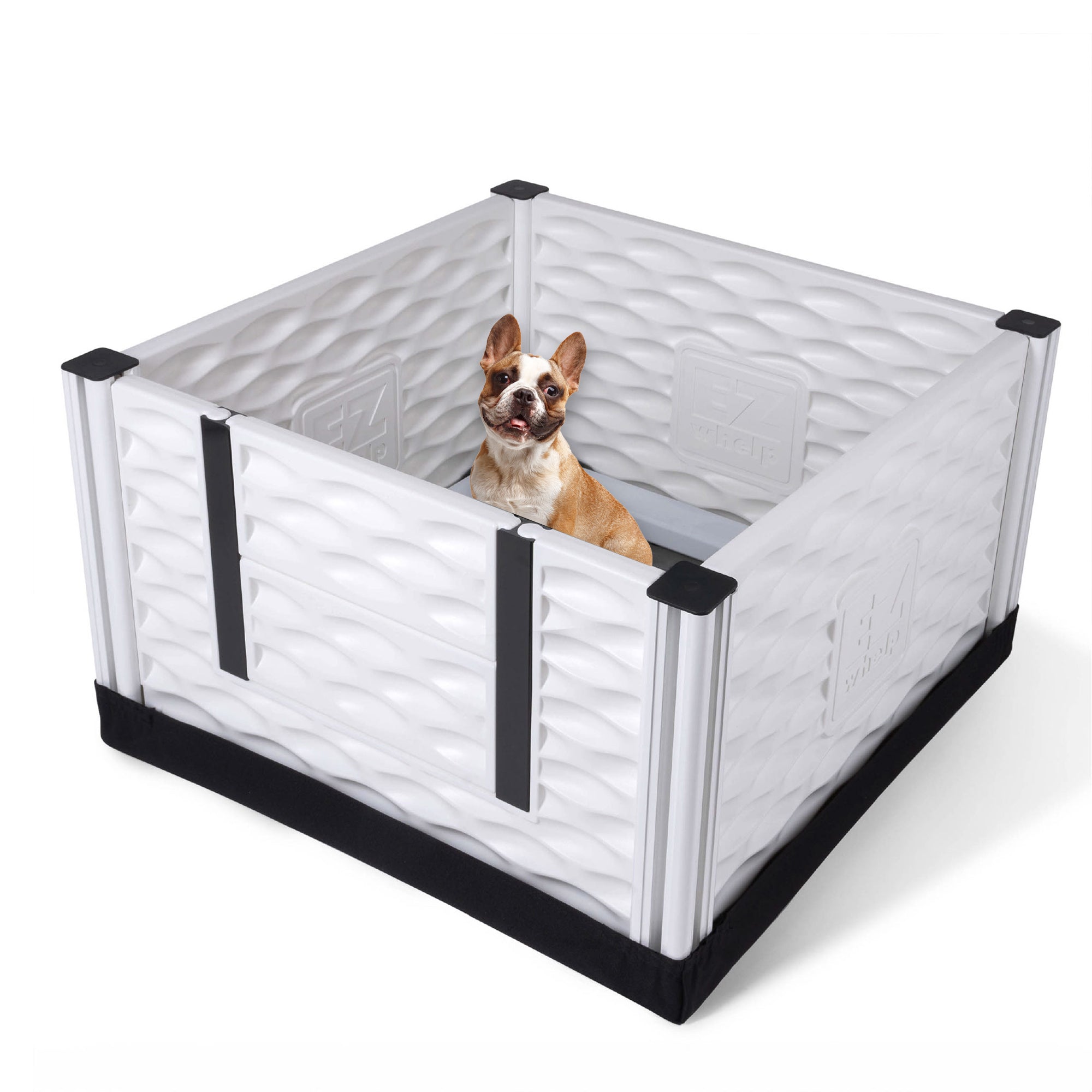 EZclassic 28" x 28" Puppy Dog Whelping Box Playpen w/Rails & Liner, Gray (Used) - VMInnovations