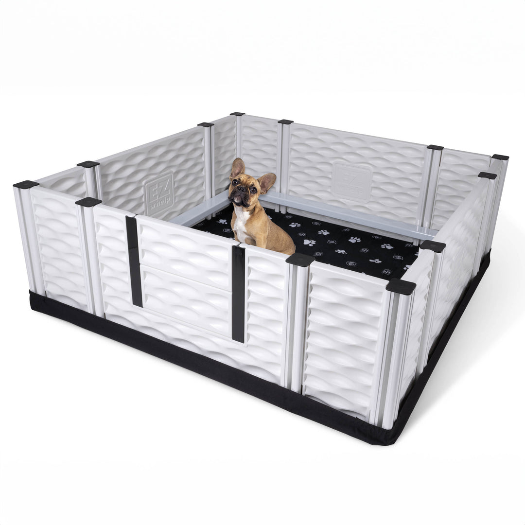EZwhelp EZclassic 48"x48" Puppy Dog Whelping Box Playpen w/Rails & Liner, Black - VMInnovations