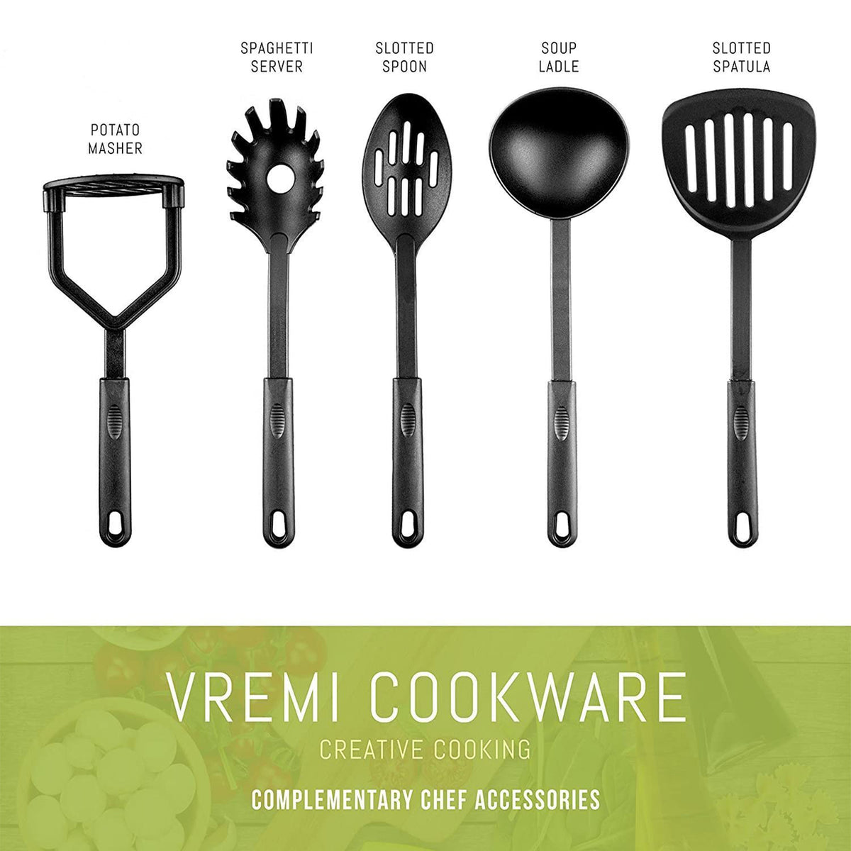 Vremi 15 Piece Nonstick Aluminum Pot and Pans Cookware Set with Cooking Utensils