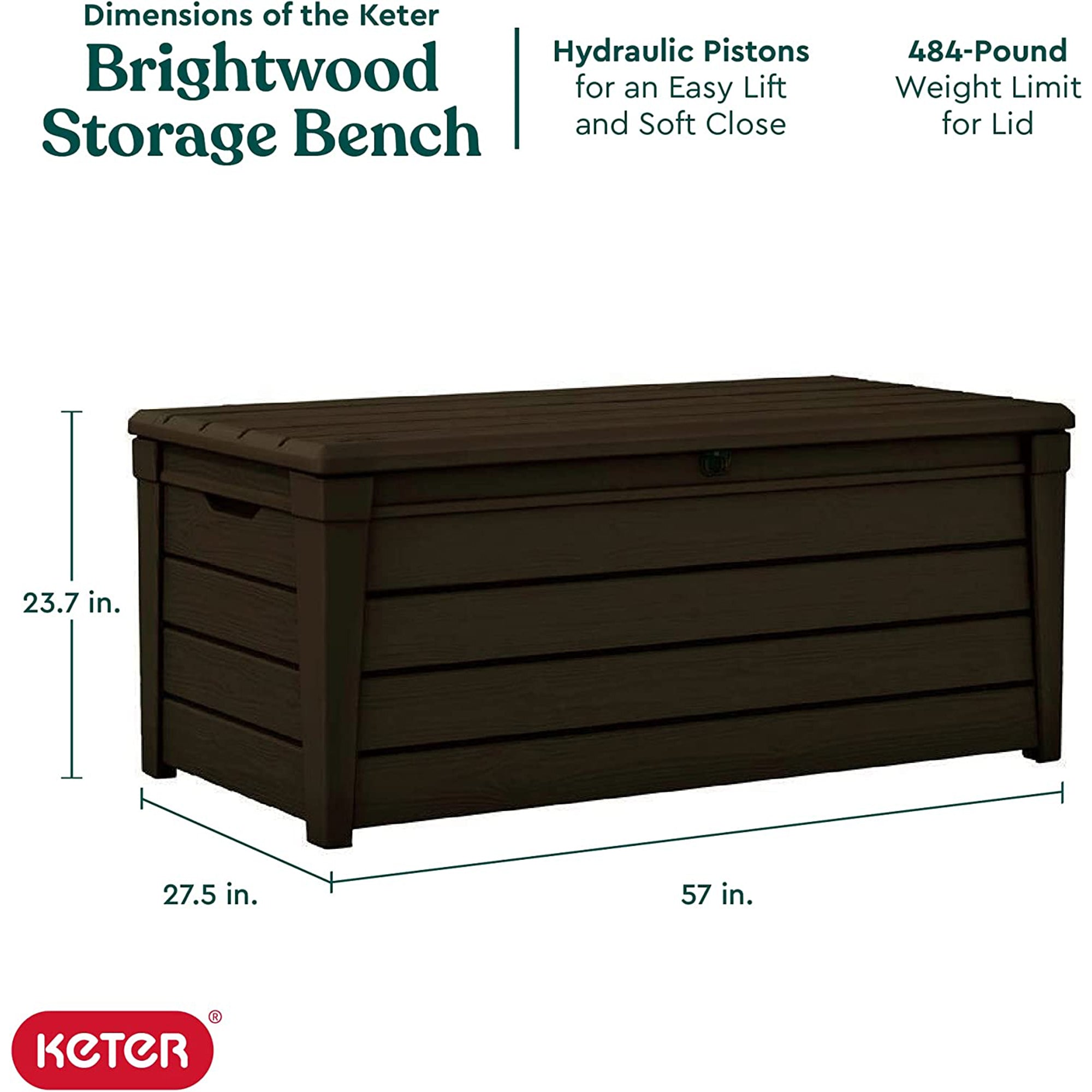 Keter Brightwood Weatherproof Resin Patio Deck Storage Box Bench, Brown (2 Pack) - VMInnovations