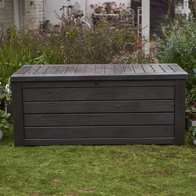 Keter Westwood Outdoor 150 Gal Deck Storage Box for Yard Tools, Brown (2 Pack) - VMInnovations