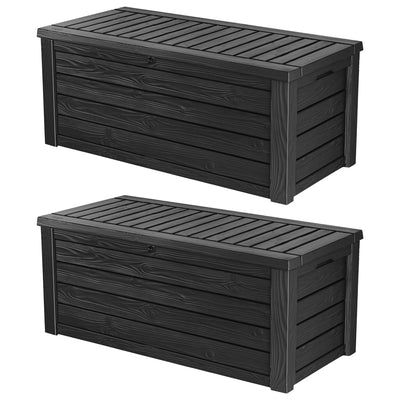 Keter Westwood Outdoor 150 Gal Deck Storage Box for Yard Tools, Grey (2 Pack) - VMInnovations
