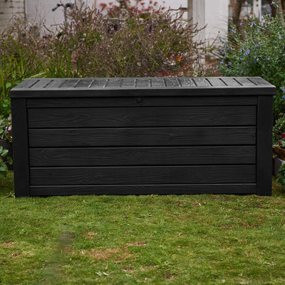 Keter Westwood Outdoor 150 Gal Deck Storage Box for Yard Tools, Grey (2 Pack) - VMInnovations