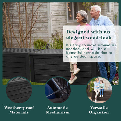 Keter Westwood Outdoor 150 Gal Deck Storage Box for Yard Tools, Grey (2 Pack) - VMInnovations