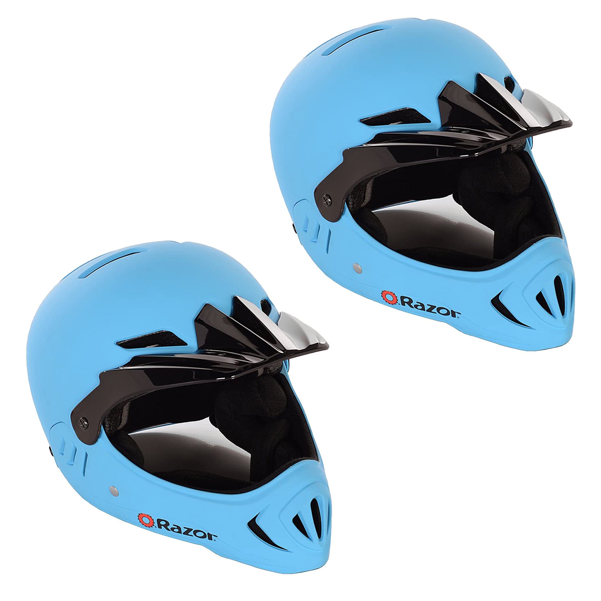 Razor Youth Child Full Face Riding Sport Scooter Helmet, Matte Blue (2 Pack)