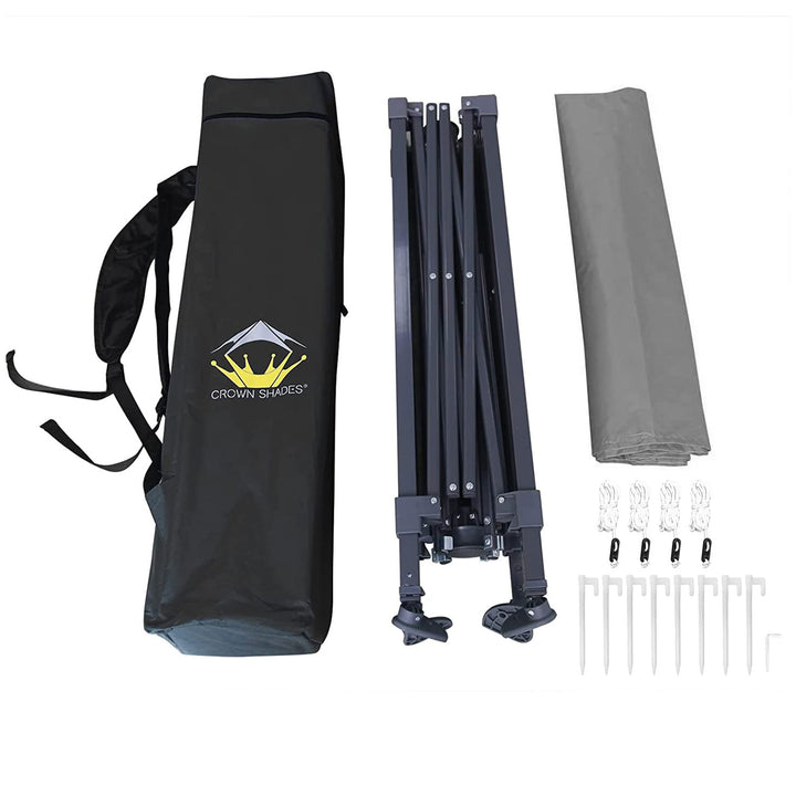 Crown Shades 8'x8' Base 6.5'x6.5' Top Pop Up Canopy w/Carry Bag, Gray (Open Box) - VMInnovations