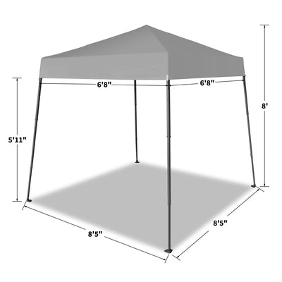 Crown Shades 8'x8' Base 6.5'x6.5' Top Instant Pop Up Canopy w/Carry Bag, Gray