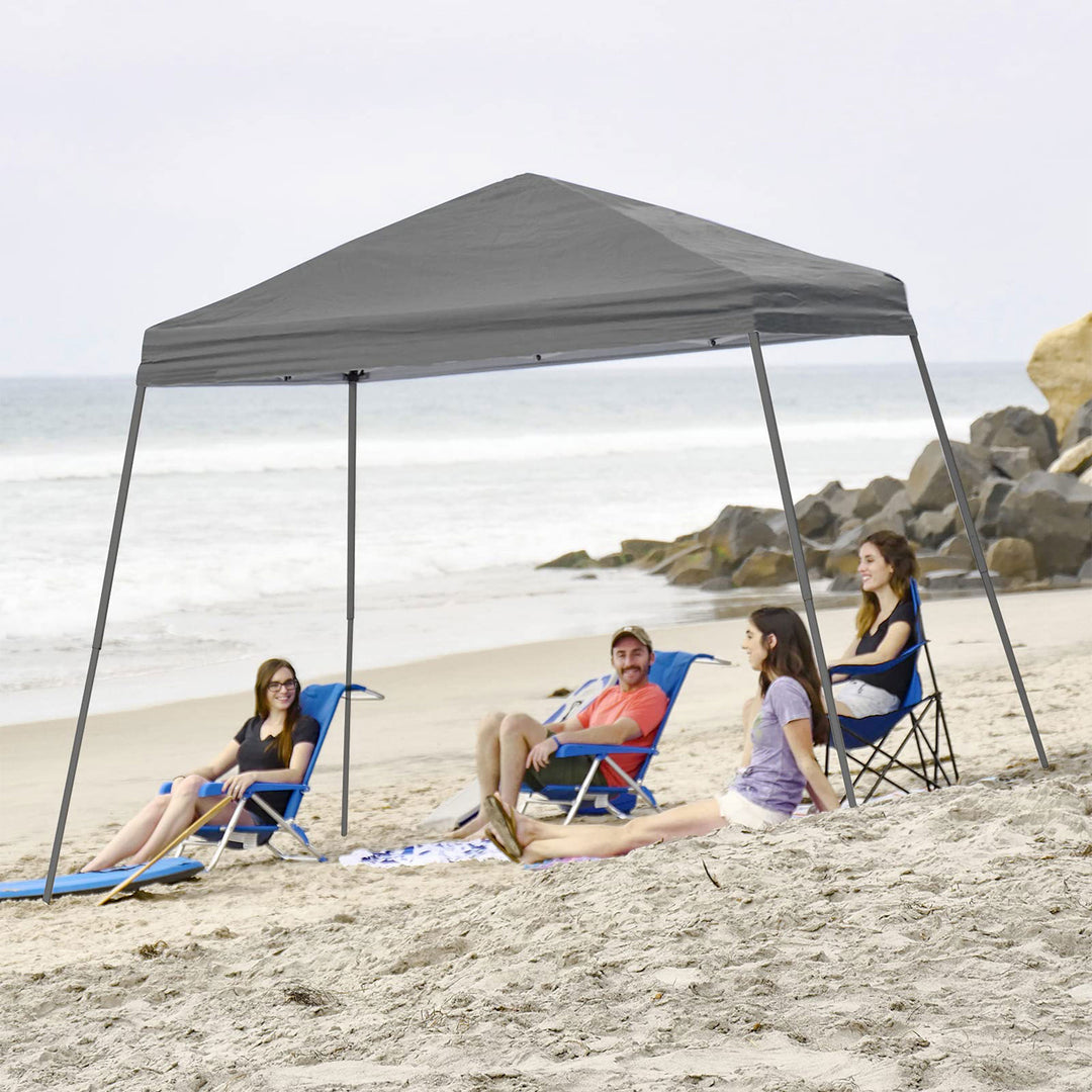 Crown Shades 8'x8' Base 6.5'x6.5' Top Pop Up Canopy w/Carry Bag, Gray (Open Box) - VMInnovations