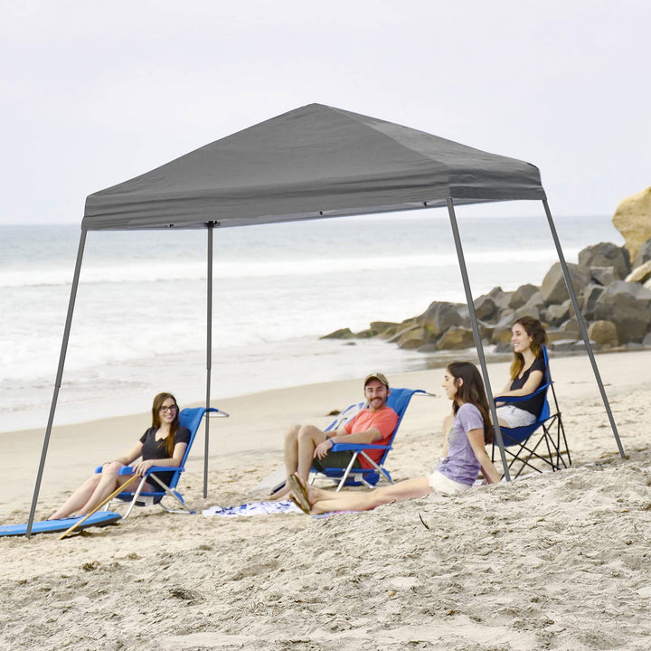 Crown Shades 8'x8' Base 6.5'x6.5' Top Pop Up Canopy w/Carry Bag, Gray (Open Box) - VMInnovations