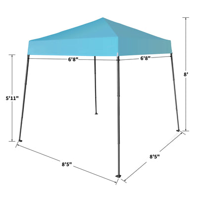 Crown Shades 8'x8' Base 6.5'x6.5' Top Pop Up Canopy w/Carry Bag, Blue (Used) - VMInnovations