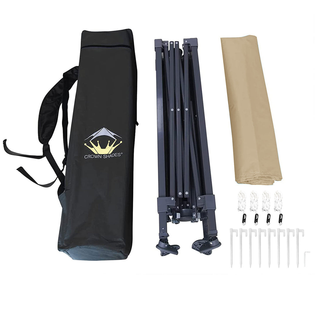 Crown Shades 8'x8' Base 6.5'x6.5' Top Pop Up Canopy w/Carry Bag, Beige(Open Box) - VMInnovations