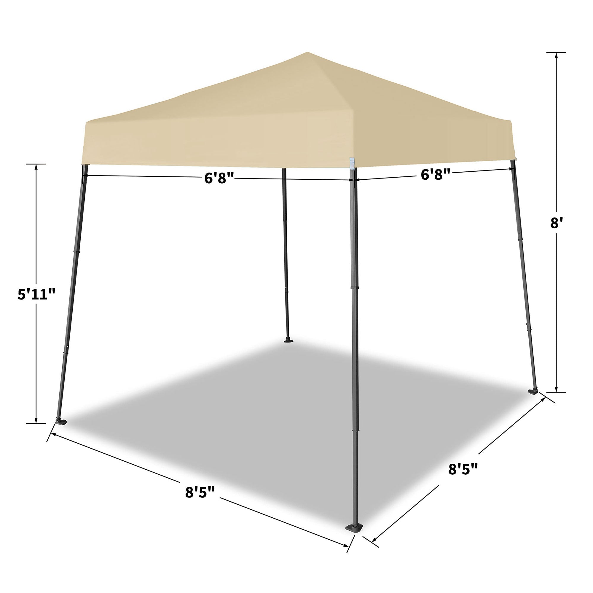 Crown Shades 8'x8' Base 6.5'x6.5' Top Pop Up Canopy w/Carry Bag, Beige(Open Box) - VMInnovations